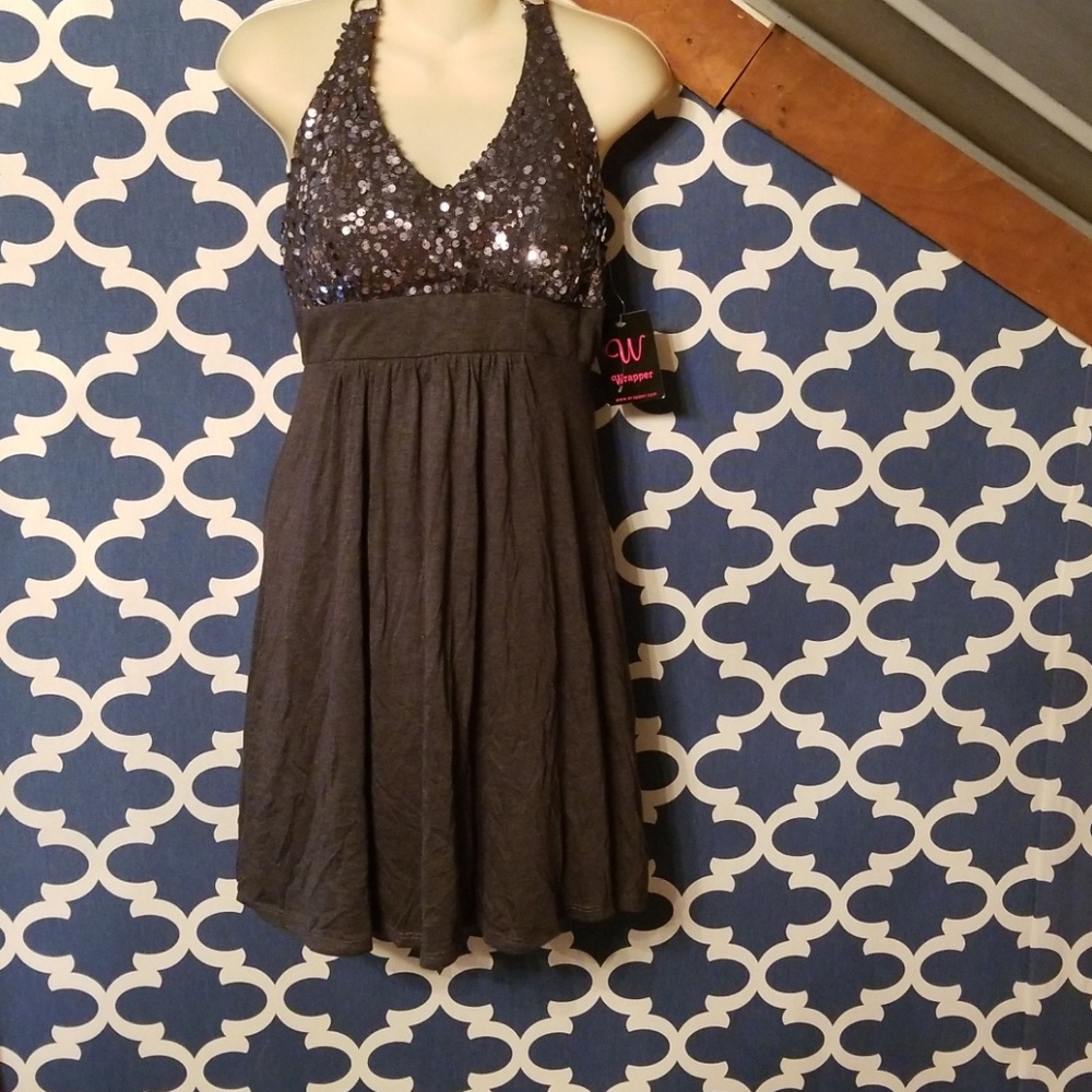 Nwt wrapper sequin‎ halter dress xl